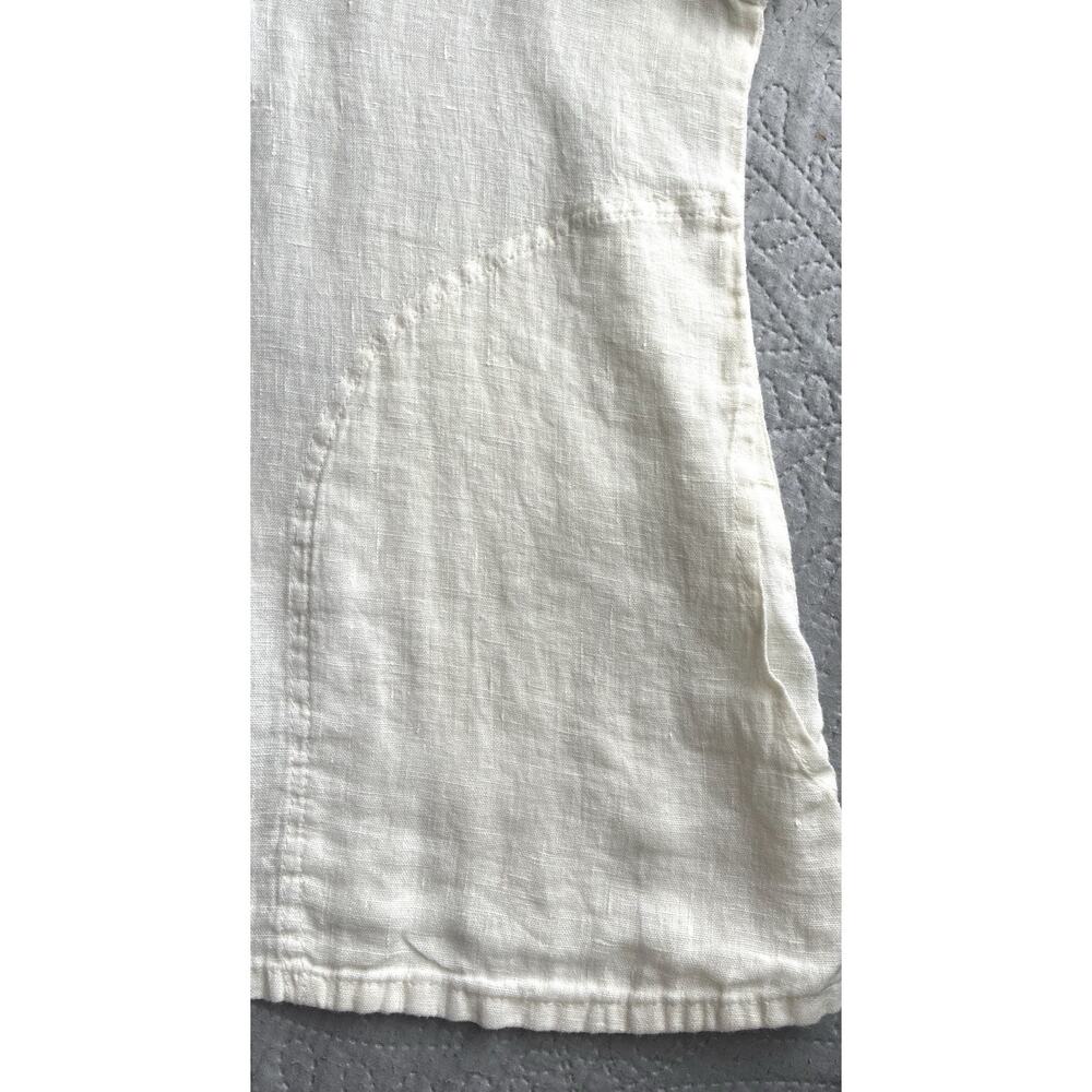 FLAX Linen Jacket Top Large Ivory Mother of Pearl Buttons LagenLook Lithuania - Picture 5 of 11